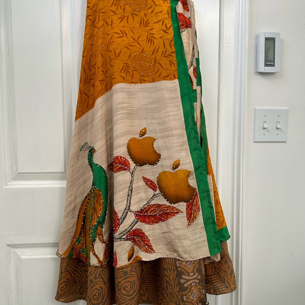 Exquisite upcycled sari wrap skirt